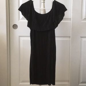 F21 Black off the shoulder pleated dress